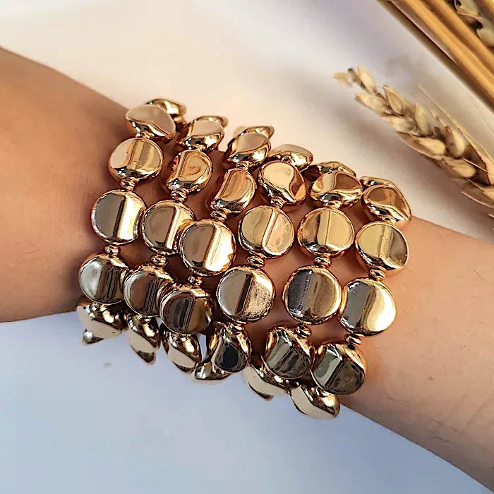 TFC Bold Circle Gold Plated Stacked Bracelet (Set of 6)