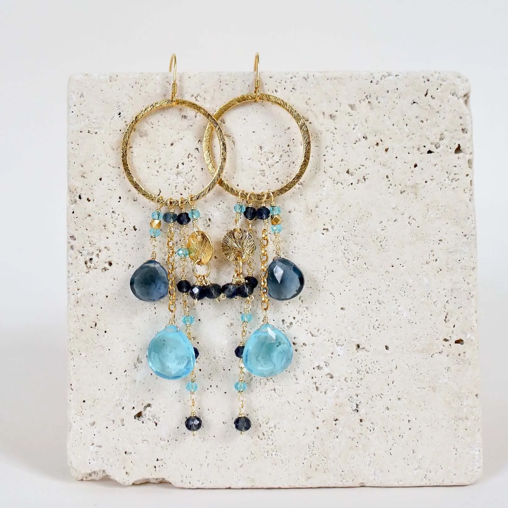 The Ammil Earring - Iolite & Aquamarine