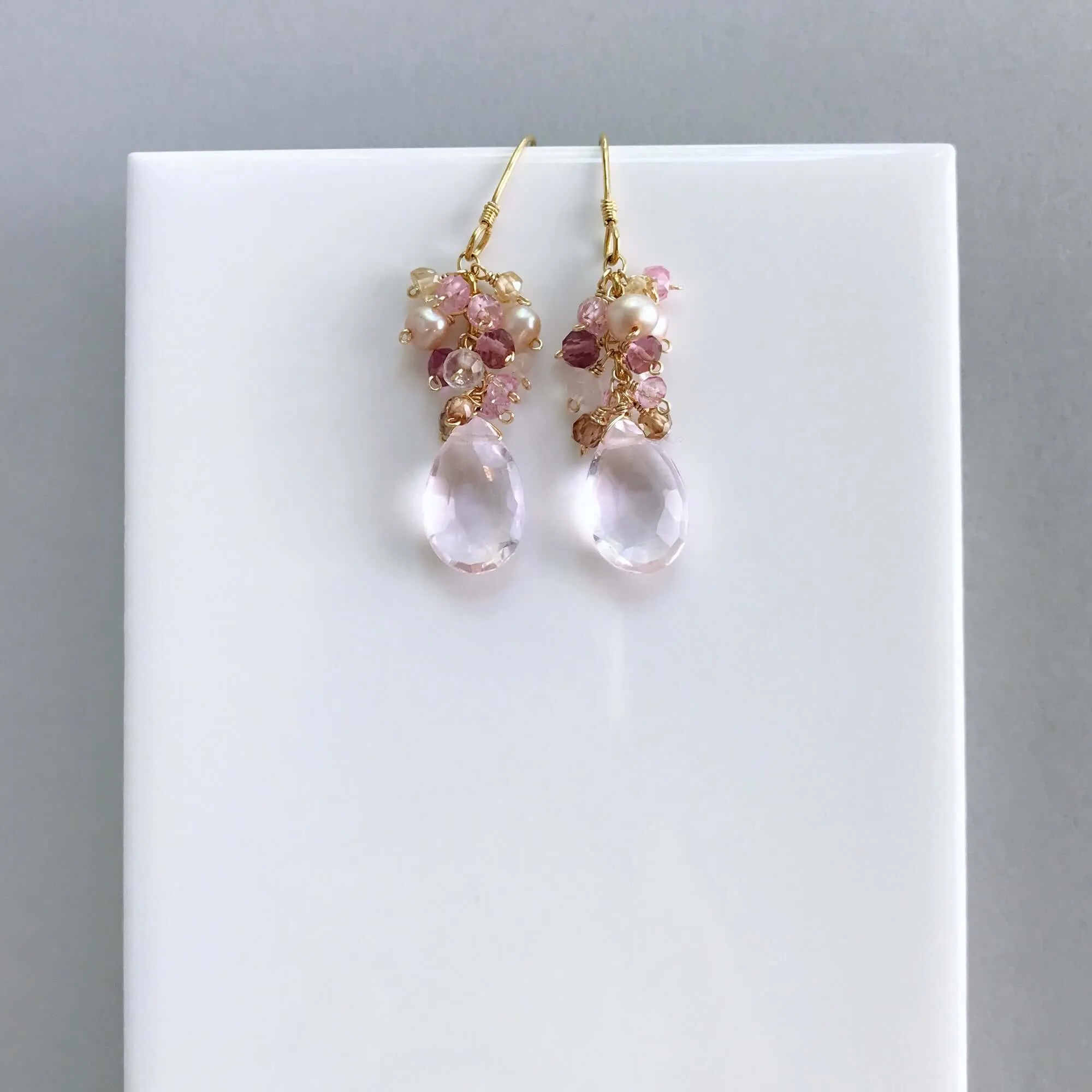 The Bala Earring - Rose Pink Clear Quartz