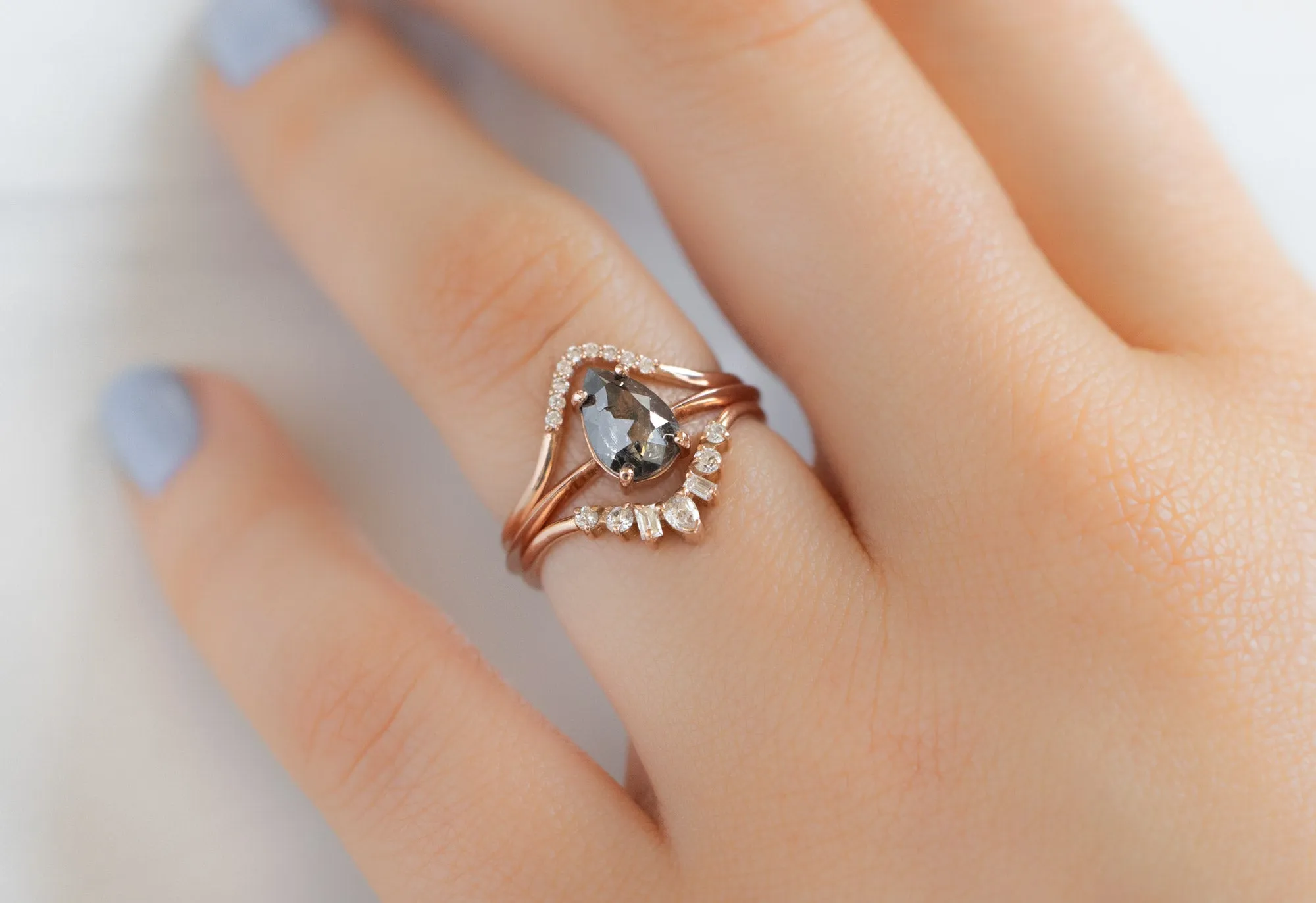 The Bryn Ring with a Rose-Cut Salt and Pepper Diamond