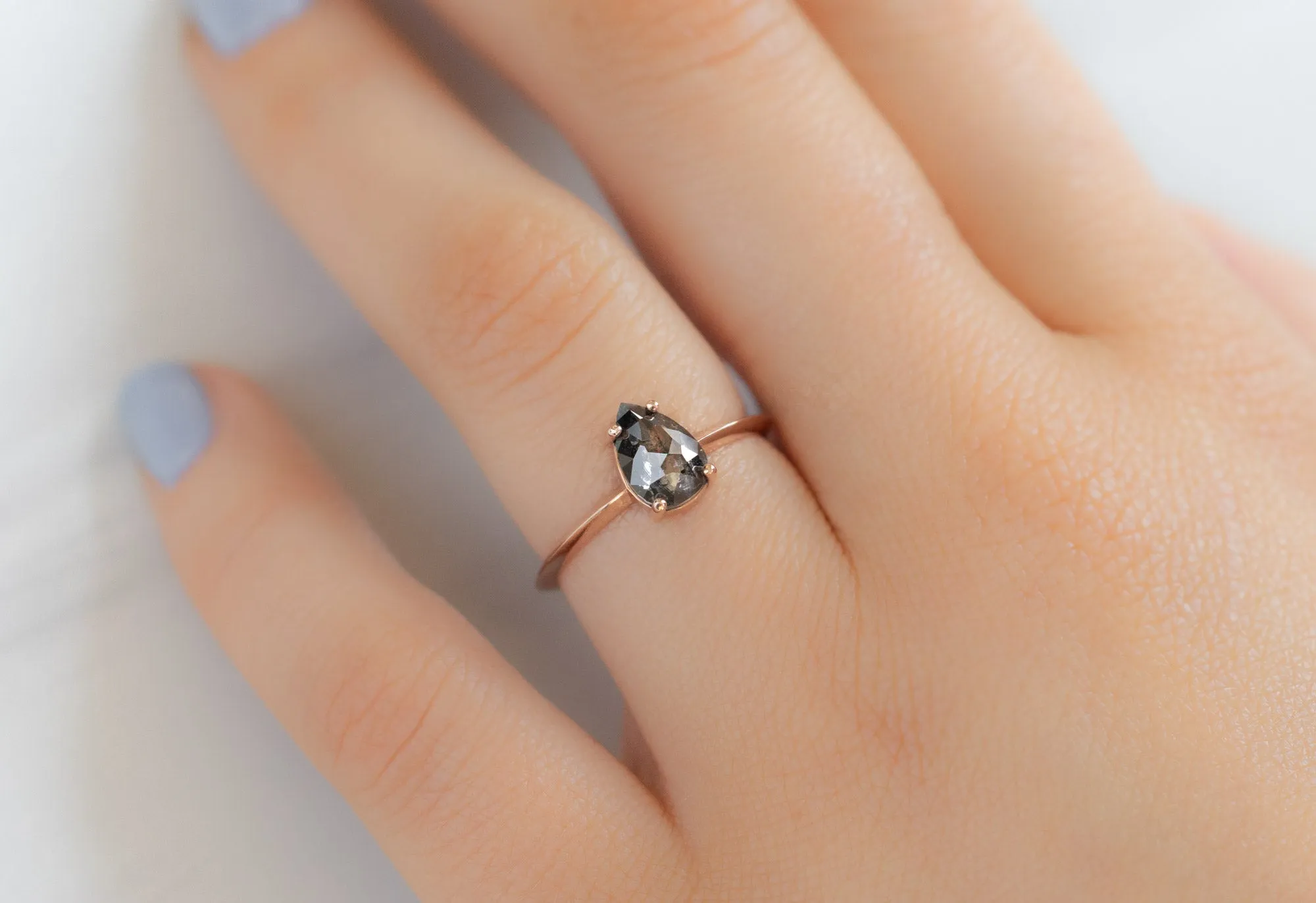 The Bryn Ring with a Rose-Cut Salt and Pepper Diamond