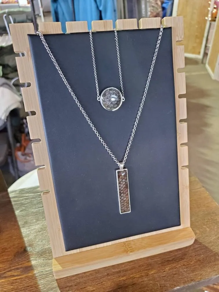 The Makenzie - Our Rectangle Salmon Pendant Necklace