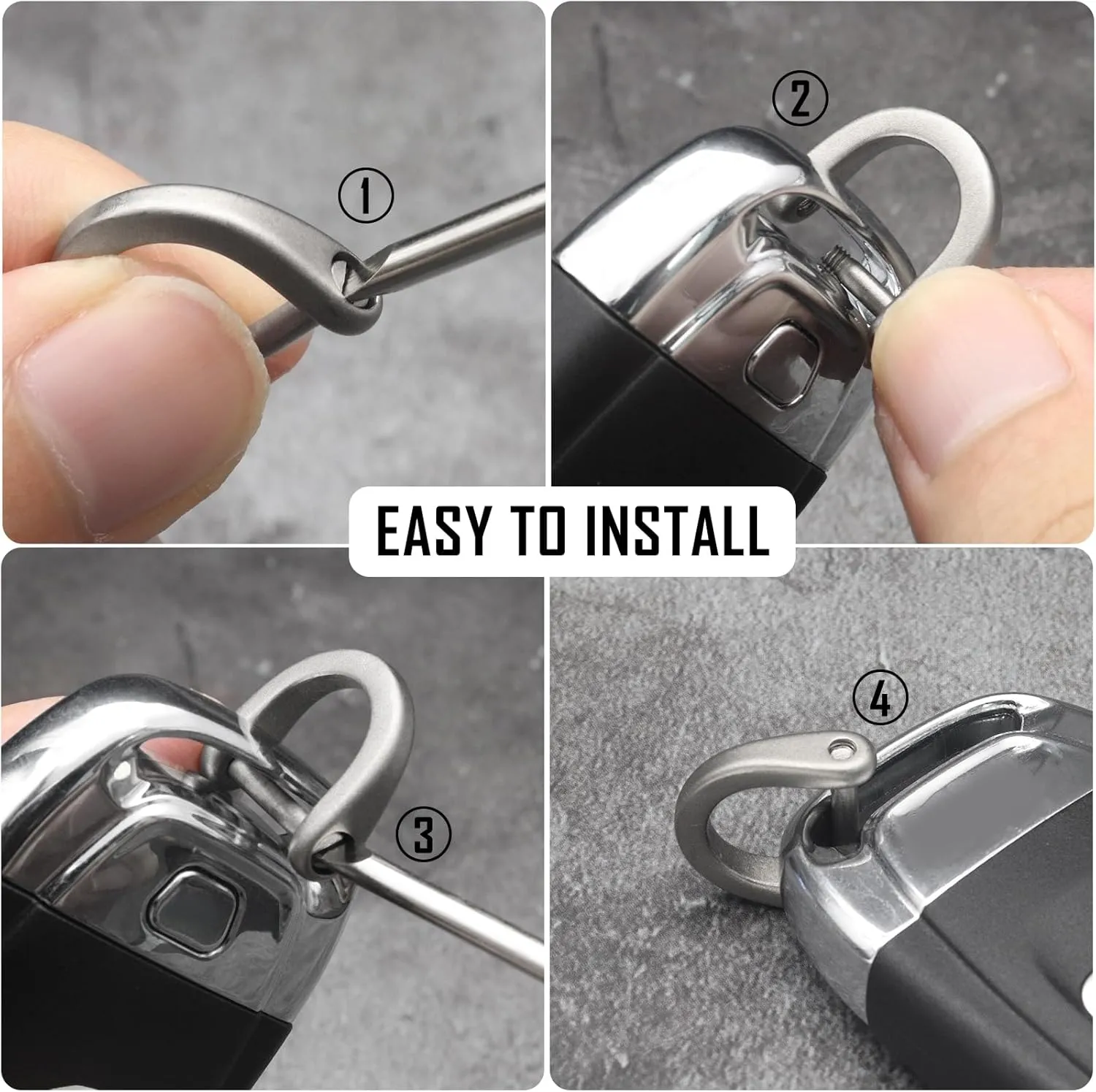 Titanium Key Ring Side Push Key Rings for Dog Tag Key Carabiner Quick Release EDC Split Rings for Keychains Heavy Duty