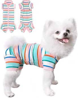 TONY HOBY Dog Pajamas, Dog Shirt Colorful, Breathable Dog Jumpsuit, Dog Surgical Recovery Suit for Small Medium (Pink&White, Girl, XL)