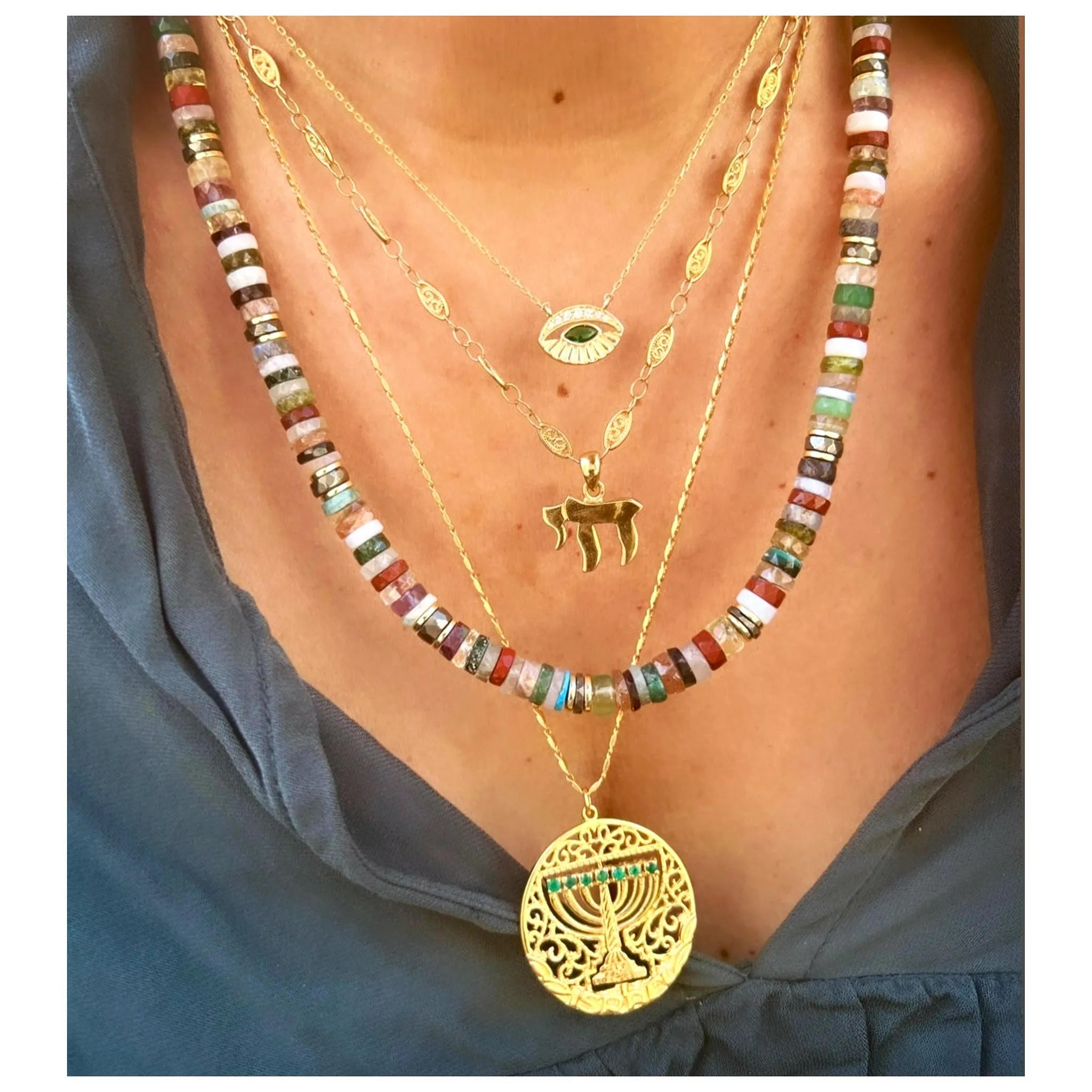 Vintage Style Filigree Chain הי (Hai) Necklace