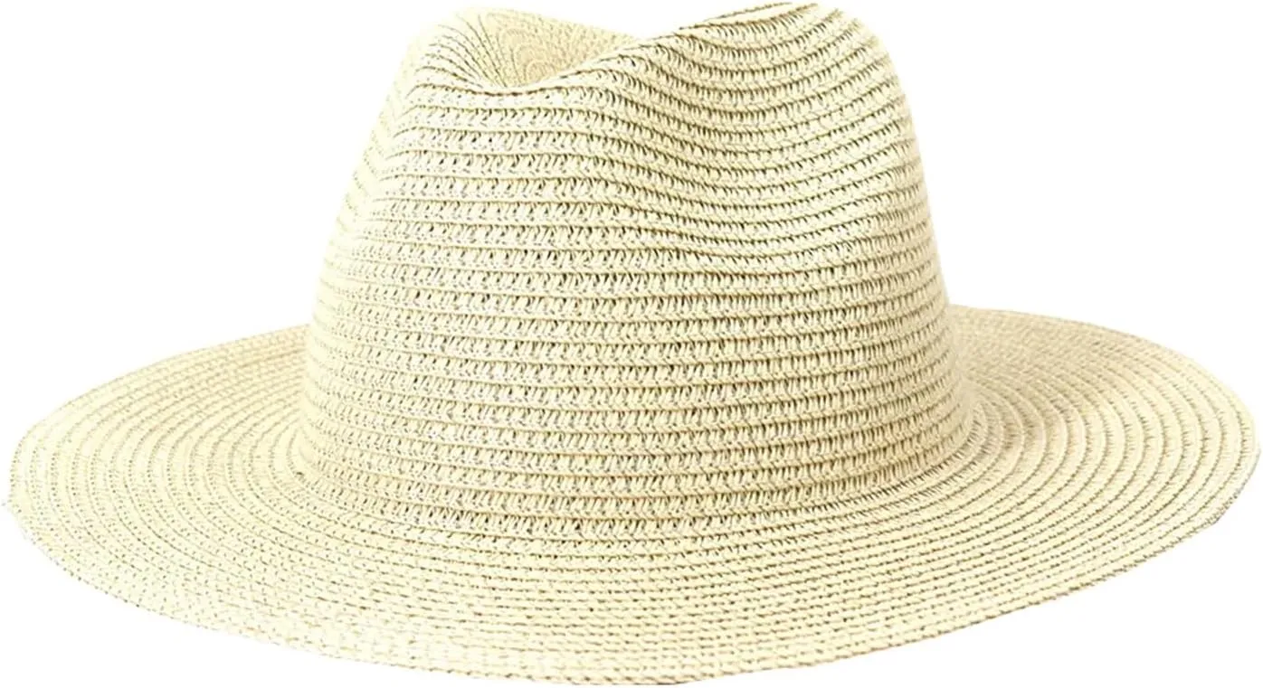 Women Men Outdoor Beach Fedora Hat Summer Adjustable Jazz Straw Hats