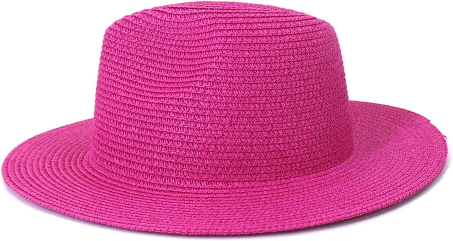 Women Men Outdoor Beach Fedora Hat Summer Adjustable Jazz Straw Hats